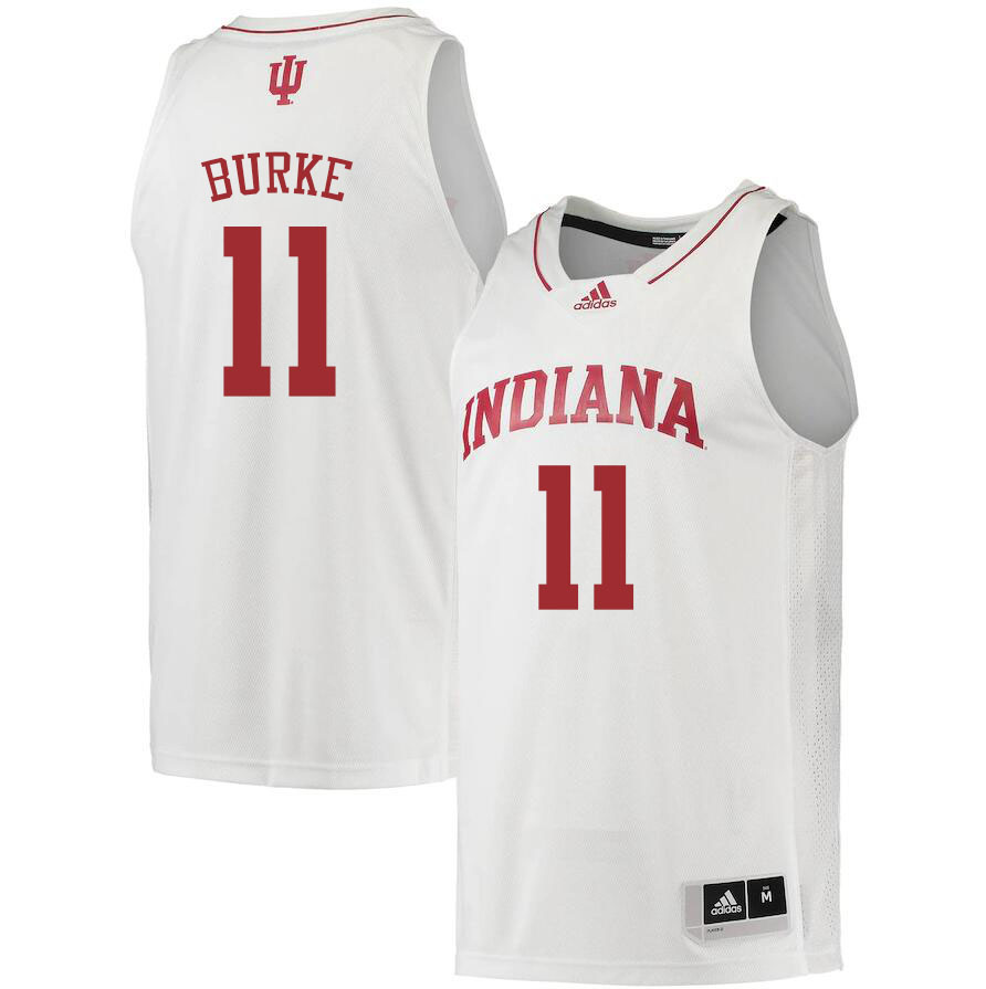 Men #11 Shaan Burke Indiana Hoosiers College Basketball Jerseys Sale-White